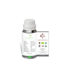 A small 100g bottle of essential oil with a green/gray/white, glossy label, screw-on cap, and compact size.