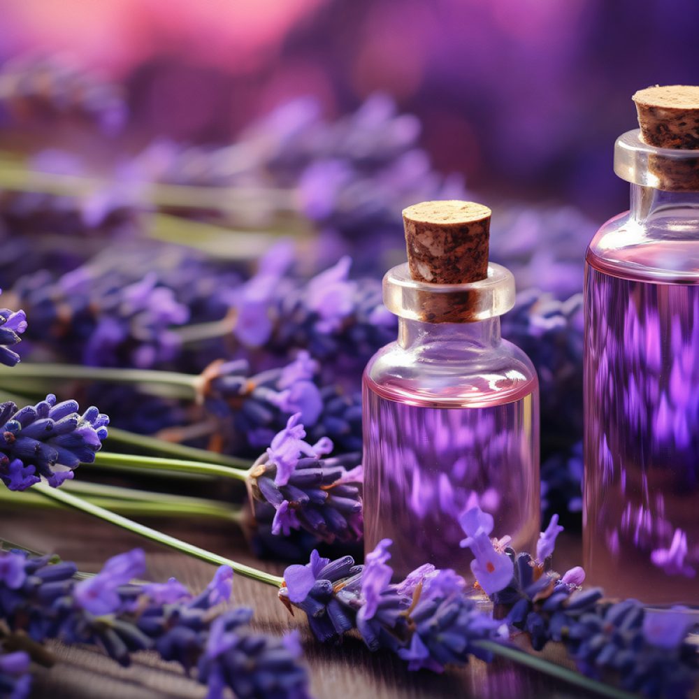 Relaxed woman with closed eyes smelling aromatic fragrance of na